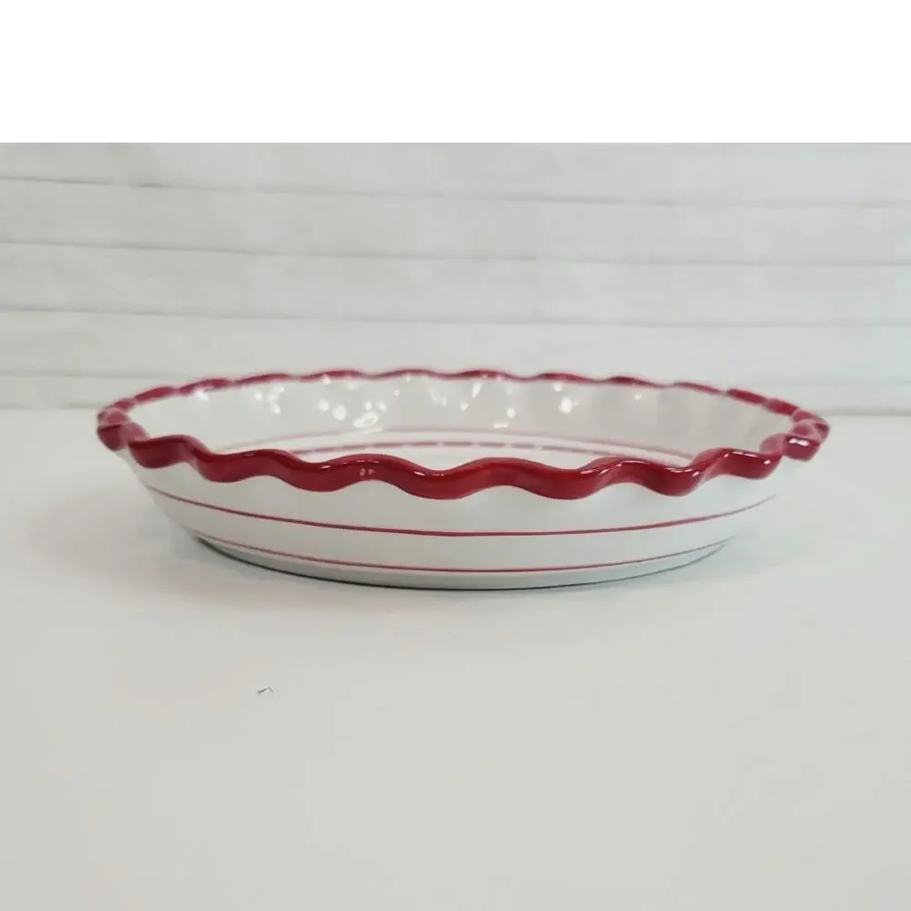 Crate & Barrel Cherry Pie Dish Exclusive Design by Mesa Ruffled 10